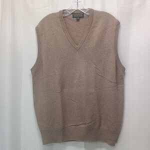 Vtg Brooks Brothers 100% Cashmere Gray Sweater Vest Men's 44 Made in England